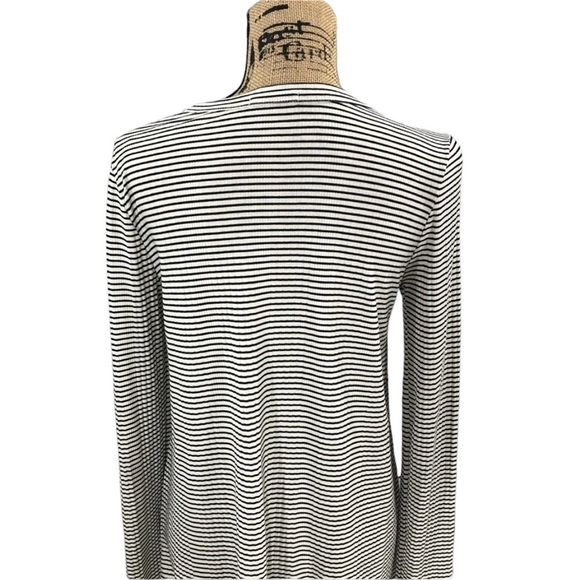 12pm by Mon Ami Boho Tie Down Front Striped  Tunic White and Black Size Large - Picture 5 of 7